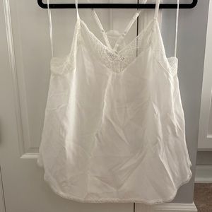White silky racer back top